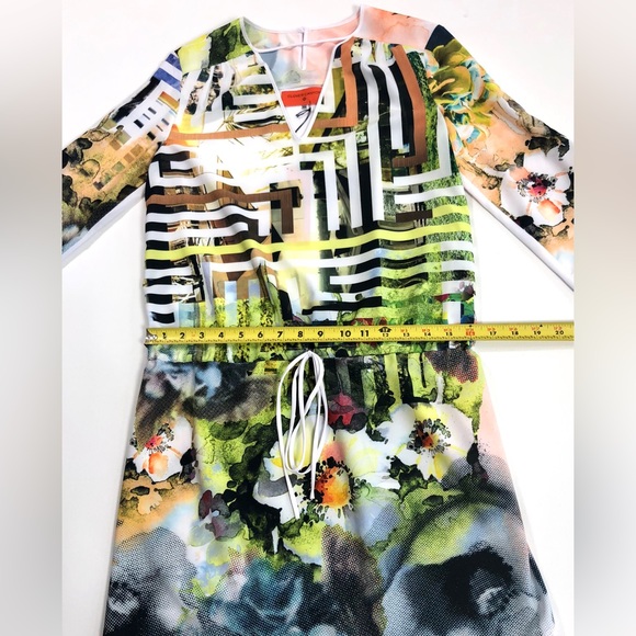 Clover Canyon Floral Maze Drawstring Mini Dress Multi Geometric Print - Picture 9 of 11